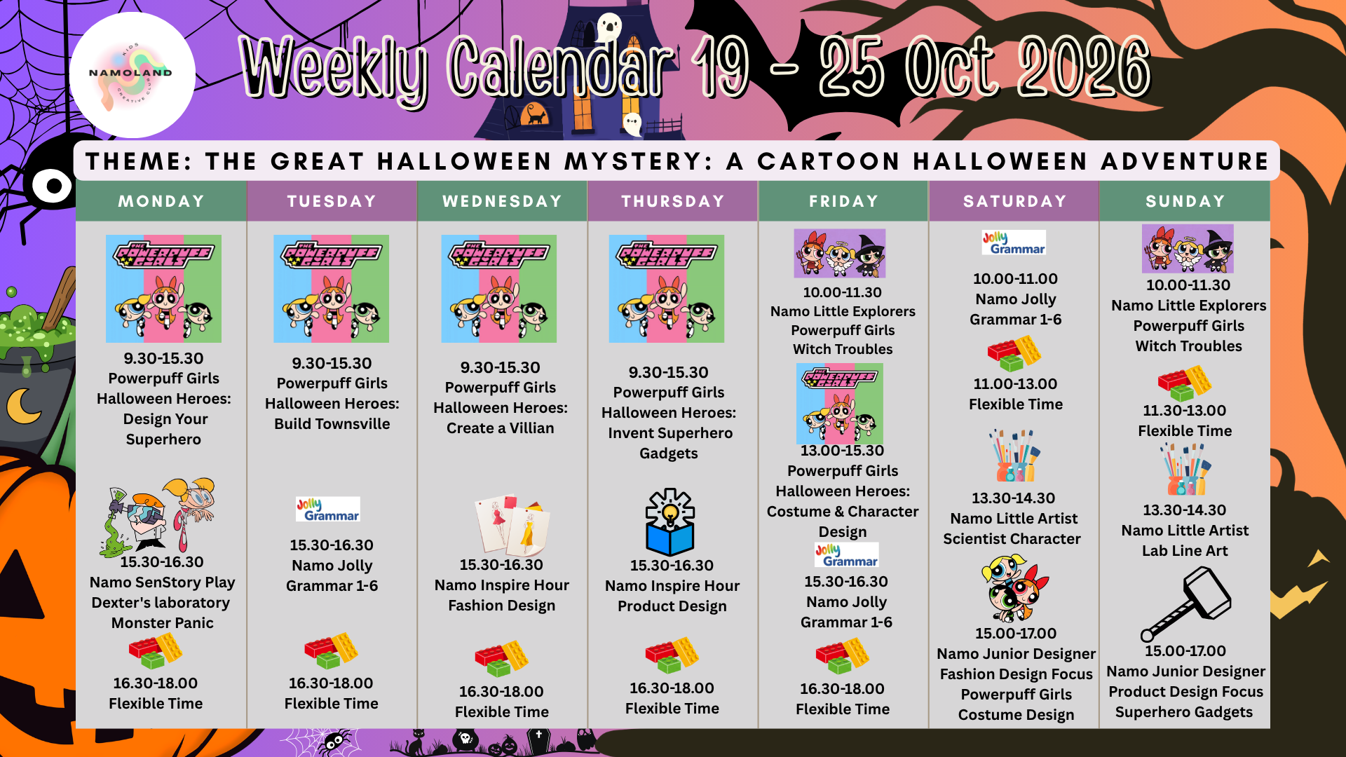 ตารางกิจกรรมประจำสัปดาห์ NAMOLAND